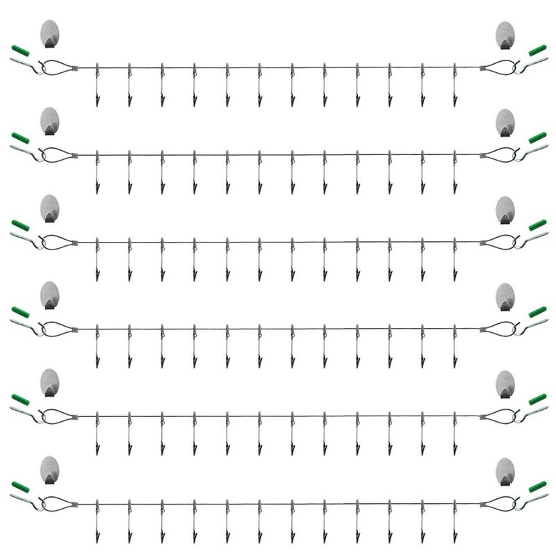 MOUNTAIN_ARK 6 Pack 5 ft Steel Wall Hanging Photo Display String Wire Cable with Adjustable Alligator Clip, for Hanging Picture Kids Art Crafts Note - Image 1